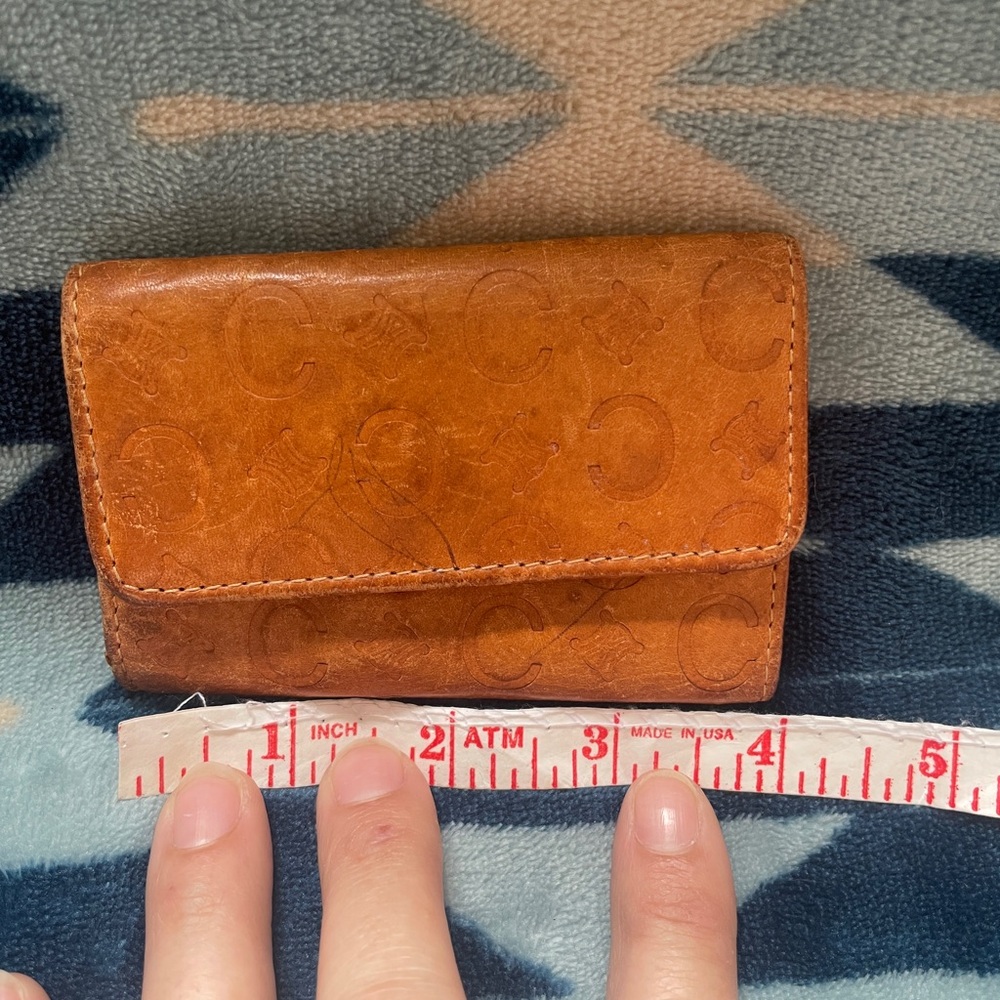 Celine Tan Leather Monogram Embossed Monogram Key Holder